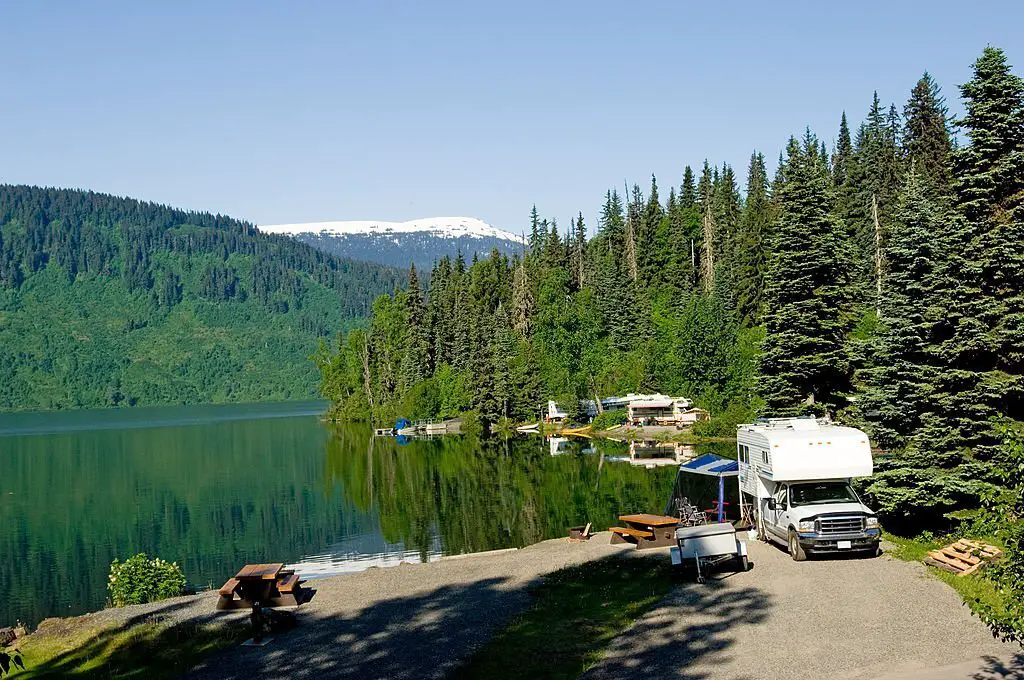 RV park by a lake in the United States