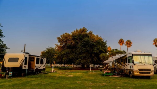 RV park in the United States at sunrise