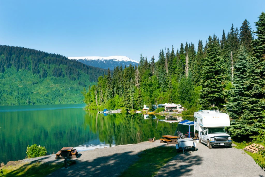 Campground by the lake in Alaska