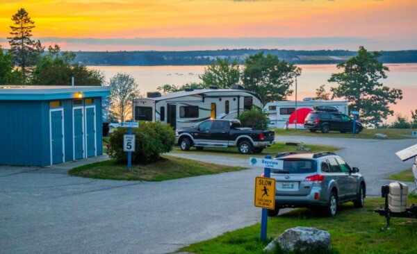 RV park by the lake in the United States