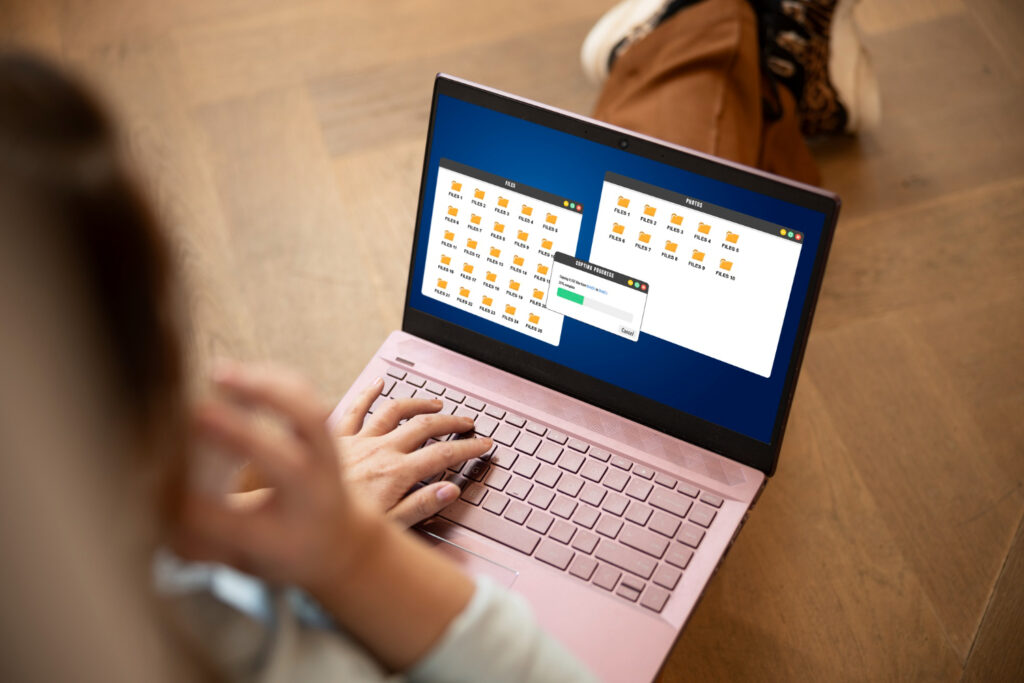 a person using a laptop managing their reservation software