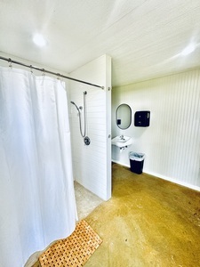 Restrooms with shower and two that are handicap accessible.