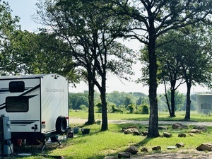 An abundance of trees surround the property.